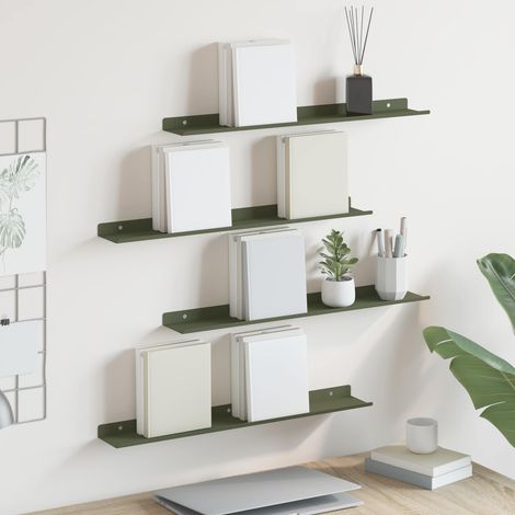 Schwebendes Regal 4 pcs Olive Grün 60 x 8,5 x 2,5 cm Stahl