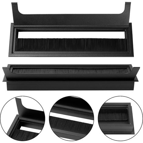 Stück versenkte Kabeldurchführungen für Schreibtische, Kabelauslass für die versenkte Montage an Schreibtischen, Kabelorganisator, mit Bürstendichtung (Schwarz, 280x80mm)