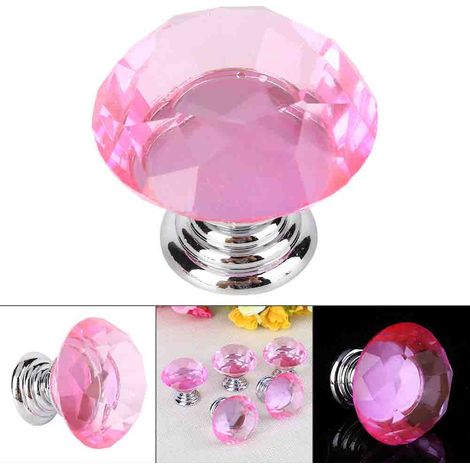 10 pièces poignées en cristal verre rose 30 mm pour tiroir placard cuisine (1/5)