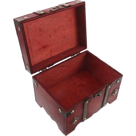 Coffre Vintage en Bois avec Couvercle Charnière, Boîte à Bijoux de Table Spacieuse et Décor Rustique pour Rangement D’objets de Bureau et Décor de Maison (1/5)