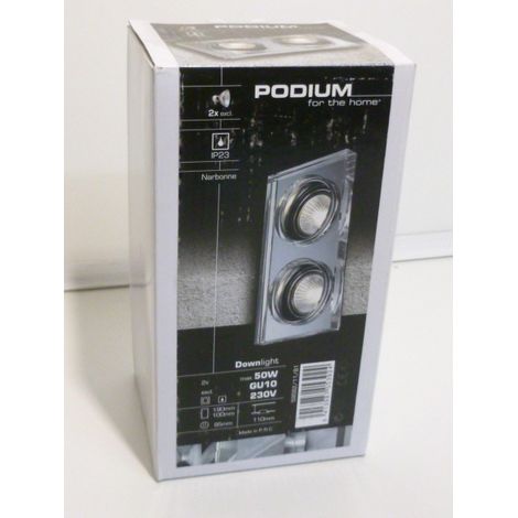 Luminaire déco rectangle chrome encastré double Narbonne 2x50w 230v PHILIPS 595621181