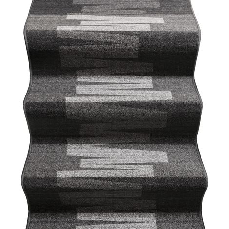 Passatoia Scala Bordata Ingresso Corridoio Tappeto Cucina Gradini 100% Made In Italy Zig Zag Grigio - 67x1000 cm