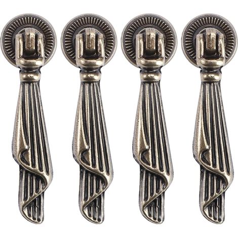 Poignée D’armoire Rétro en Alliage de Zinc, Lot de 4 Pièces  Finition Décorative Soignée, Accessoire pour Meuble de Maison et Cave à Vin, Format P03 72mm (1/5)