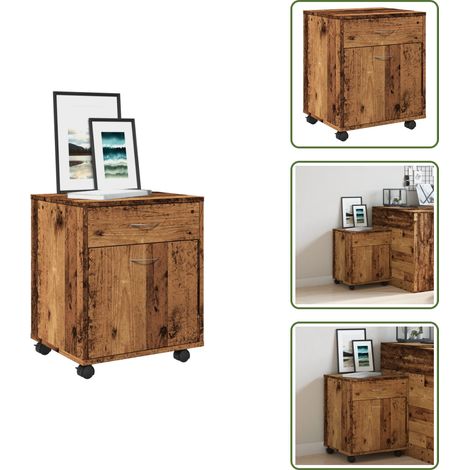 The Living Store Rollcontainer Altholz-Optik 45x38x54 cm Holzwerkstoff - Schreibtischcontainer (1/5)
