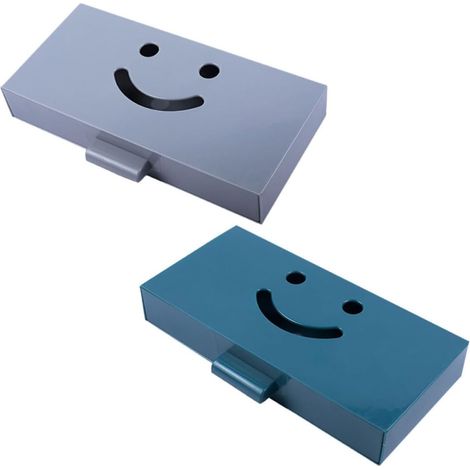 Organisateur de Dessous de Table de Bureau Installation Discrète Lot de 2 Pièces en ABS Bleu, Boîte de Rangement Tiroir pour Fournitures Scolaires pour Bureau ou Chambre (1/5)