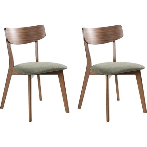 Set di 2 sedie da pranzo retrò senza braccioli e con sedile in tessuto con struttura in legno massiccio marrone scuro Hope