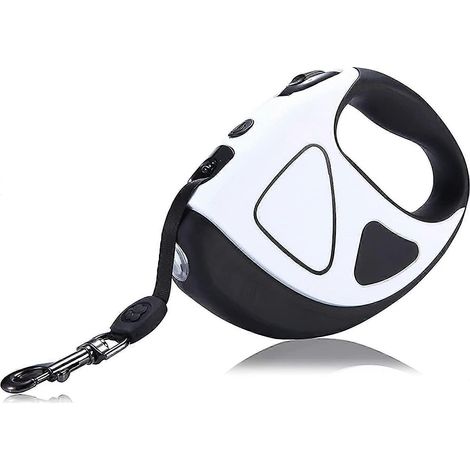 Couverture extensible en cuir pour chien avec lampe torche et fourrure extensible à 360°, anti-nœuds, 5 mètres (16,4 pieds), idéale pour les promenades nocturnes, la course, l'entraînement, taille moy (1/5)