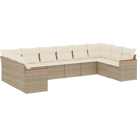 Set Divano da Giardino 10 pz con Cuscini Beige in Polyrattan vidaXL (1/3)