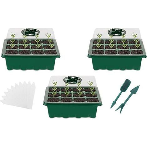 Mini Serre pour Plantes,3 Pièces 12 Cellules Intérieure Plateau Semis,Plateaux de Culture avec Couvercle, Bac à semis Pépinière Boîte de Culture Durables pour La Germination des Graines (1/4)