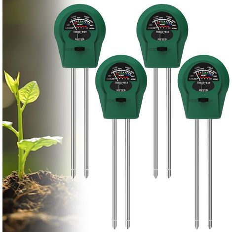 4 misuratori di umidità del terreno per piante, misuratore di umidità 3 in 1 per piante, misuratore di pH/temperatura/luce, adatto per giardinaggio, prato, giardino, agricoltura