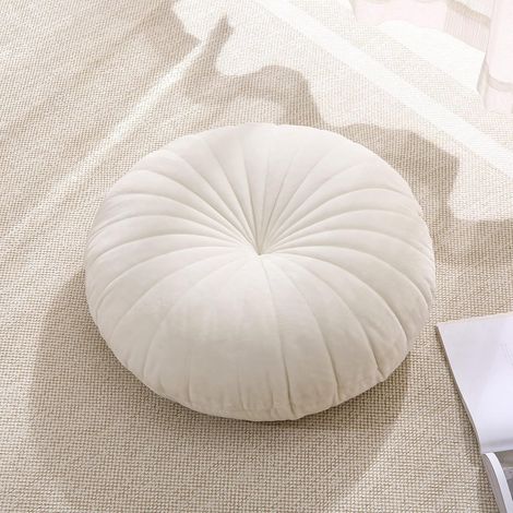 Coussin Sol Velours Rond 40cm, Méditation/Yoga/Salon/Balcon/Tatami, Épais, Adultes, Plein Air (1/5)