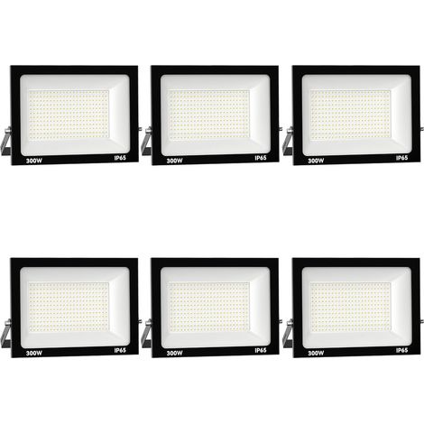 Projecteur Extérieur LED 6x 300W, 30000LM, 6000K Blanc Froid IP66 Imperméable, Floodlight de Sécurité pour Jardin, Cour, Terrasse, Square, Usine
