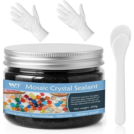 Kit Mosaique, 200g Mosaic Crystal Grout Noir pour Mosaïque, Carrelage, Verre, Sans Mélange, Séchage à l’air (1/5)