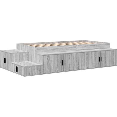 Cadre de lit avec rangement Gris Sonoma 80 cm Bois d'ingénierie (1/5)