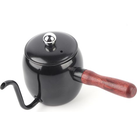 Bouilloire à café en acier inoxydable 500ml, pot à thé avec bec long, noir - idéale pour infusion et dégoulinement (1/5)