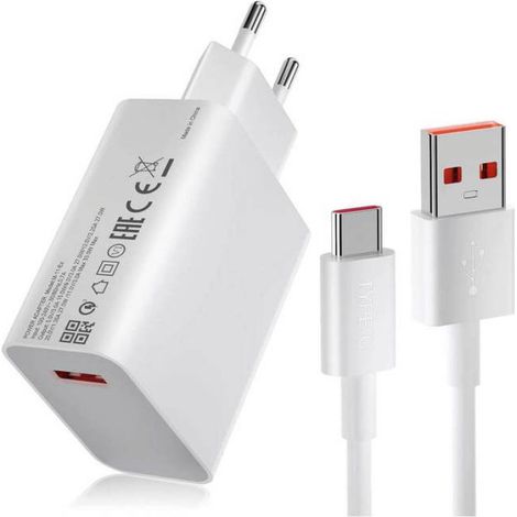 Xiaomi Lade-Kombination 33W USB-A Schnellladegerät + USB-C Datenkabel Weiß MDY-11-EZ