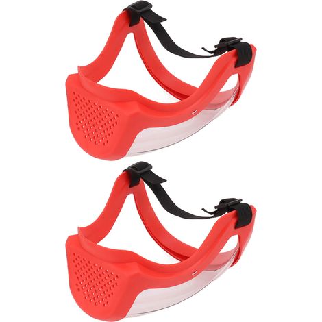 Masque de protection réutilisable pour enfants, 2 pièces avec filtres en coton et élastique, rouge et blanc transparent (1/5)