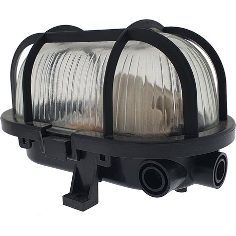 Aplique oval 60W grado estanqueidad IP44 negro (1/4)