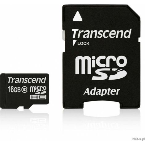 Tarjeta microSDHC Transcend 16GB Clase 10, 20 MB/s y memoria NAND (1/5)
