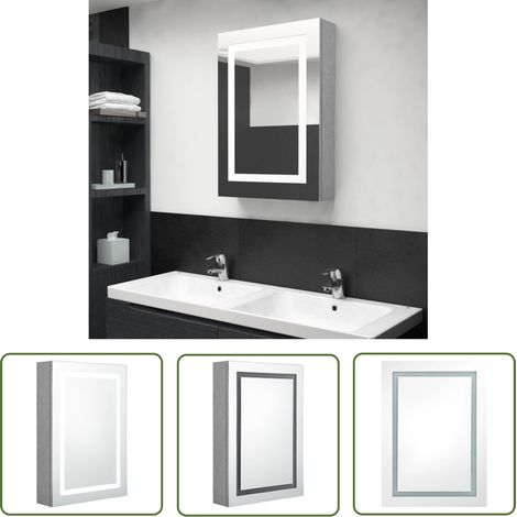 The Living Store LED-Bad-Spiegelschrank Betongrau 50x13x70 cm - LED-Spiegelschrank - Badezimmerspiegel - Betonlook - Wandmontage - Beleuchtung (1/5)