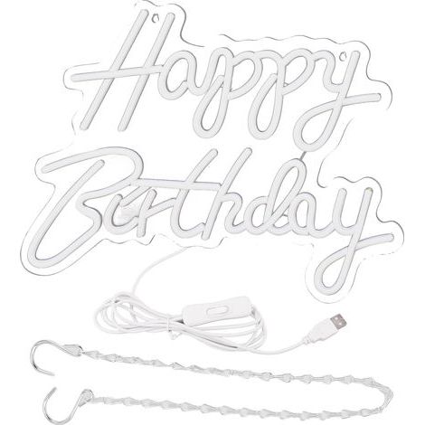 Happy Birthday LED Letter Lights Romantic Neon Acrylic Sign Decoration for Party Bar Cool White (1/5)