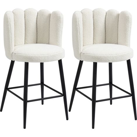 Lot de 2 tabourets de bar PENELOPE noir et blanc (1/4)