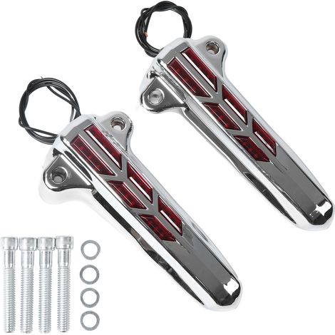 Phares LED chromés pour patin de fourche avant de moto 12V, remplacement pour Road Street EFI 2014-2019, rouge (1/5)