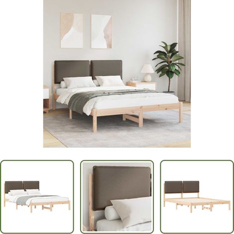 Lit avec tête de lit rembourrée -  Cadre de lit avec tête de lit rembourrée Taupe 160 x 200 cm (1/5)