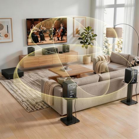 Sistema home cinema 5.1 nero 43,7x40,7x36,3 cm Dolby Atmos wireless compatto – MEUBLIV (1/5)