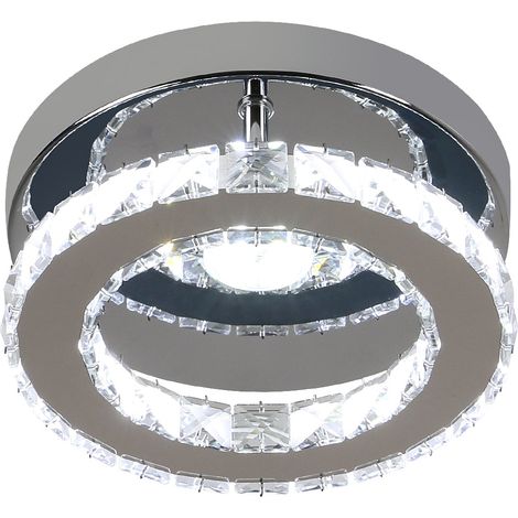 GOECO Ceiling Lights, 16W 1080lm Crystal Pendant, LED Ceiling Light for Living Room, Kitchen, Bedroom, Corridor, 3 Color Dimmable, Stainless Steel (1/5)