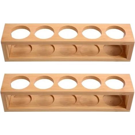 Zweiteiliges Aufbewahrungsregal aus natürlichem Bambus für ätherische Öle, einstöckiger Tischständer, geeignet für 15-ml-, 10-ml- und 5-ml-Fläschchen (1/4)