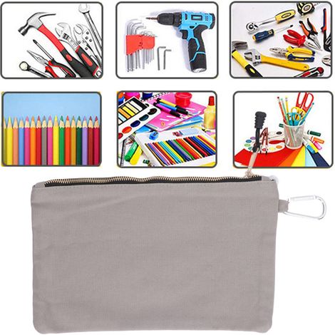 Multifunktionale Werkzeugtasche aus dickem Canvas mit Metallreißverschluss, grau (1/5)
