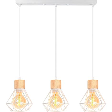 Lustre industriel, plafonnier cage en métal, suspension vintage, lampe suspendue avec ampoule chaude, longueur de corde de suspension réglable (1/5)