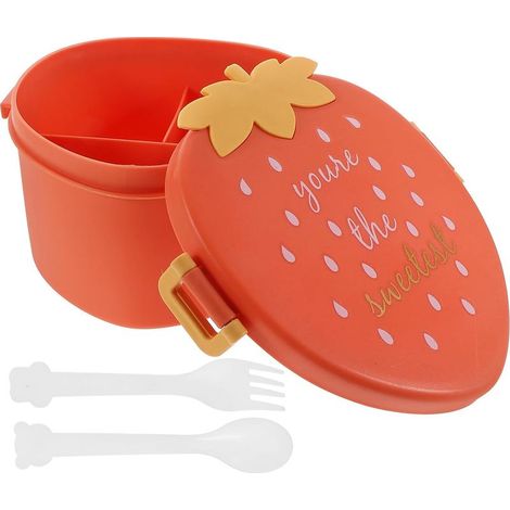 Boîte à bento en forme de fraise, lunch orange PP, contenant (1/5)