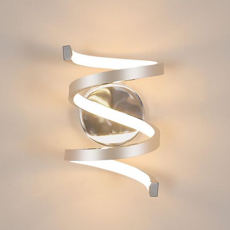 Comely – Spiral wall light 19W chrome – Modern LED lamp 3000K warm light – For bedroom, living room, hallway, stairs – Plating aluminum (1/5)