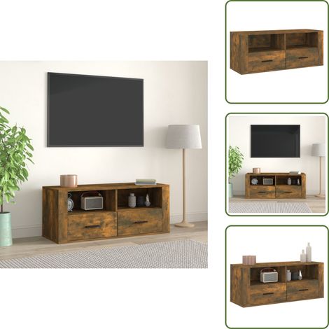 TV-Schrank Räuchereiche 100x35x40 cm Holzwerkstoff - TV Schrank - Holzmöbel - Wohnzimmerschränke - Media Möbel - Regal