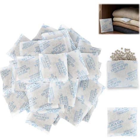 50 Sachets Absorbants d’Humidité de Silice Gel Transparent,10g, Protection Antihumidité pour Appareils Photo, Vêtements (1/5)