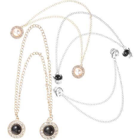 Broche Épingle avec Chaîne, Lot de 4 Clips pour Pull et Cardigan, Métal Doré et Argenté, Accessoires Vêtements Polyvalents pour Robes, Châles (1/5)