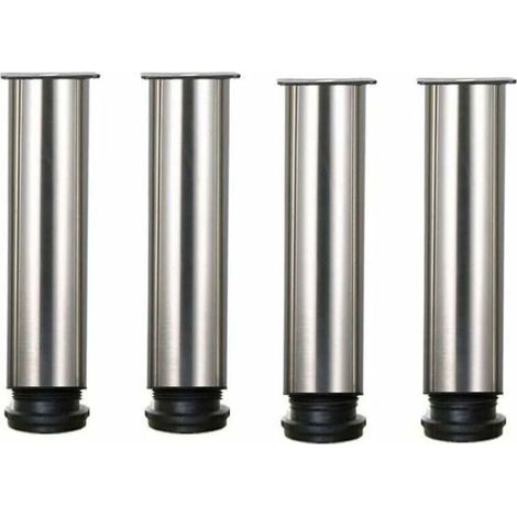 Lot de 4 pieds de meuble en acier inoxydable réglables en hauteur de 25 cm, idéal pour canapé, table, armoires. (1/4)