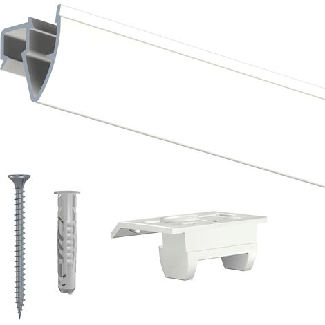 Cimaise Plafond Click Up Rail 200cm + clips + vis & chevilles multimatériaux - Cimaise Tableau Artiteq Blanc mat à peindre