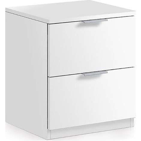 Table de chevet avec 2 tiroirs coloris blanc - 45 x 38 x 33,5 cm -PEGANE-