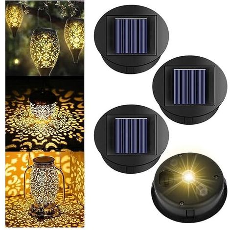 4er-Pack Solarleuchten für den Außenbereich, Ersatz für Solarlaternen, 8 cm Ersatz-Solarabdeckung, Solarleuchten für Außenbeleuchtung, geeignet für Garten-/Tischdekoration [Energieklasse A] FLITI (1/4)