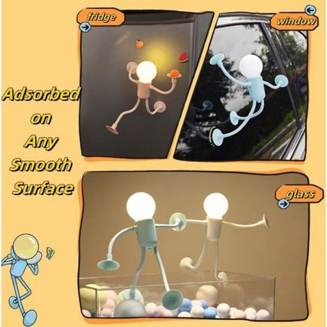Veilleuse - - Mini Lampe Pliable - Ventouse ferme - Lot 2 pièces - Rose & Bleu (1/4)
