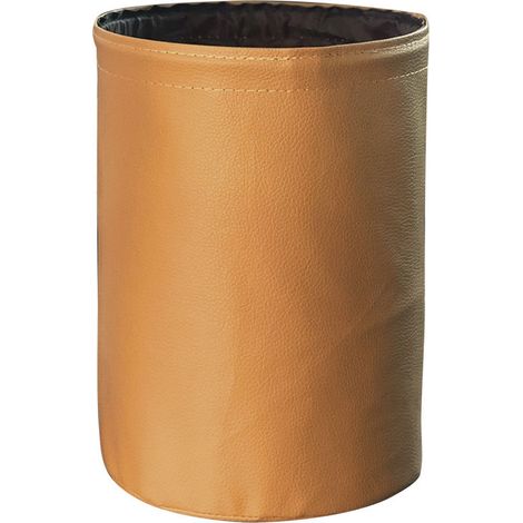 Poubelle de voiture pliable Pop-up Sans marque Beige Cuir PU étanche 20x16cm avec sangle élastique pour siège (1/4)