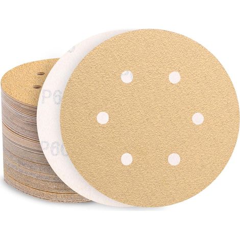 Schleifpapier 150mm Klett 60er 6 Loch Exzenterschleifer P60-80 Stück (1/5)