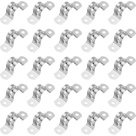 25 Collier de fixation, Acier inoxydable 304, Support U 2 trous, Pour tuyau 20mm, Plomberie électrique CVC (1/5)