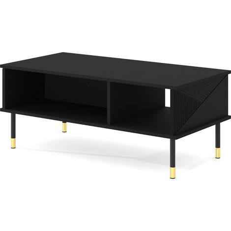 Table basse 110x55 cm fraisée sur pieds Noir Mat WODUN (1/4)