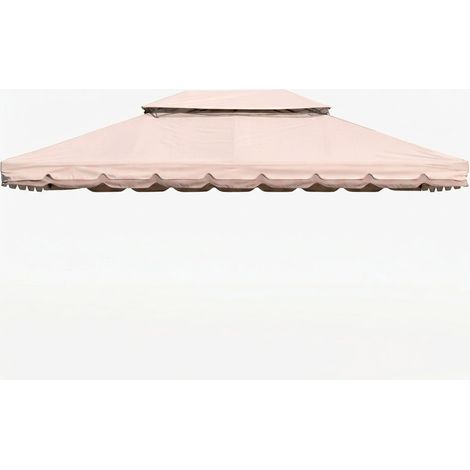 Telo Di Ricambio Per Gazebo 3x4 Metri Impermeabile In PVC Con Zanzariera Integrata E Air Vent Resistente A Sole Pioggia E Agenti Atmosferici Per Esterno Outdoor Giardino 300 x 400 Cm Beige