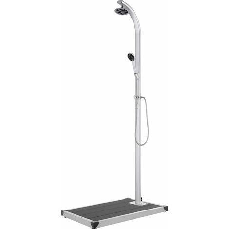 vidaXL Ducha de jardín con base gris 220 cm aluminio (1/4)