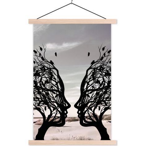 TEXTILE WALL ART Beach - Sea - People - Tree - Modern art 60x90 cm (1/3)